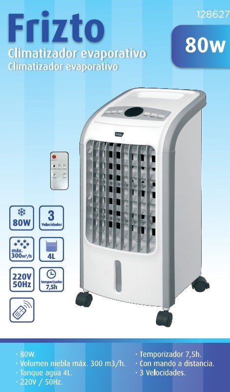 VIVAHOGAR CLIMATIZADOR FRIZTO EVAPO 80W 3 VELOCIDADES 4L REF. 128627