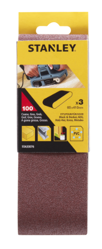 STANLEY 3 BANDAS LIJA 65X410MM G100 STA33076 BK47453