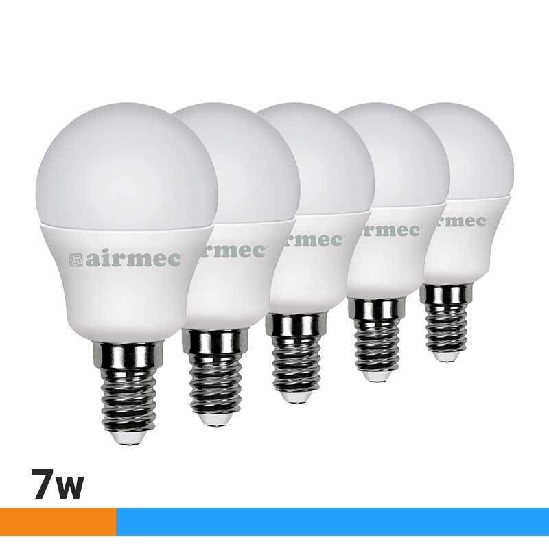 🔴AIRMEC PACK 5 LED ESFERICA 7W/E14 FRIA AM130350