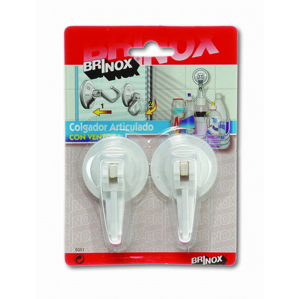 BRINOX COLGADOR ARTICULADO CON VENTOSA PEQUEÑO 44MM BLANCO REF. B50510B